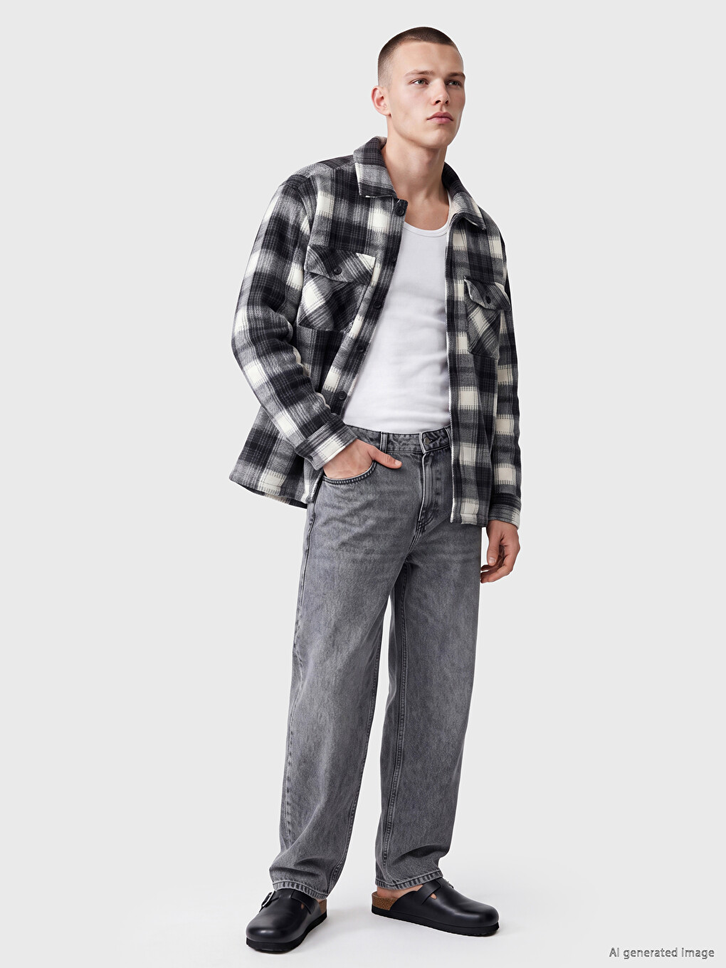 Mann Schwarz Overshirt-1