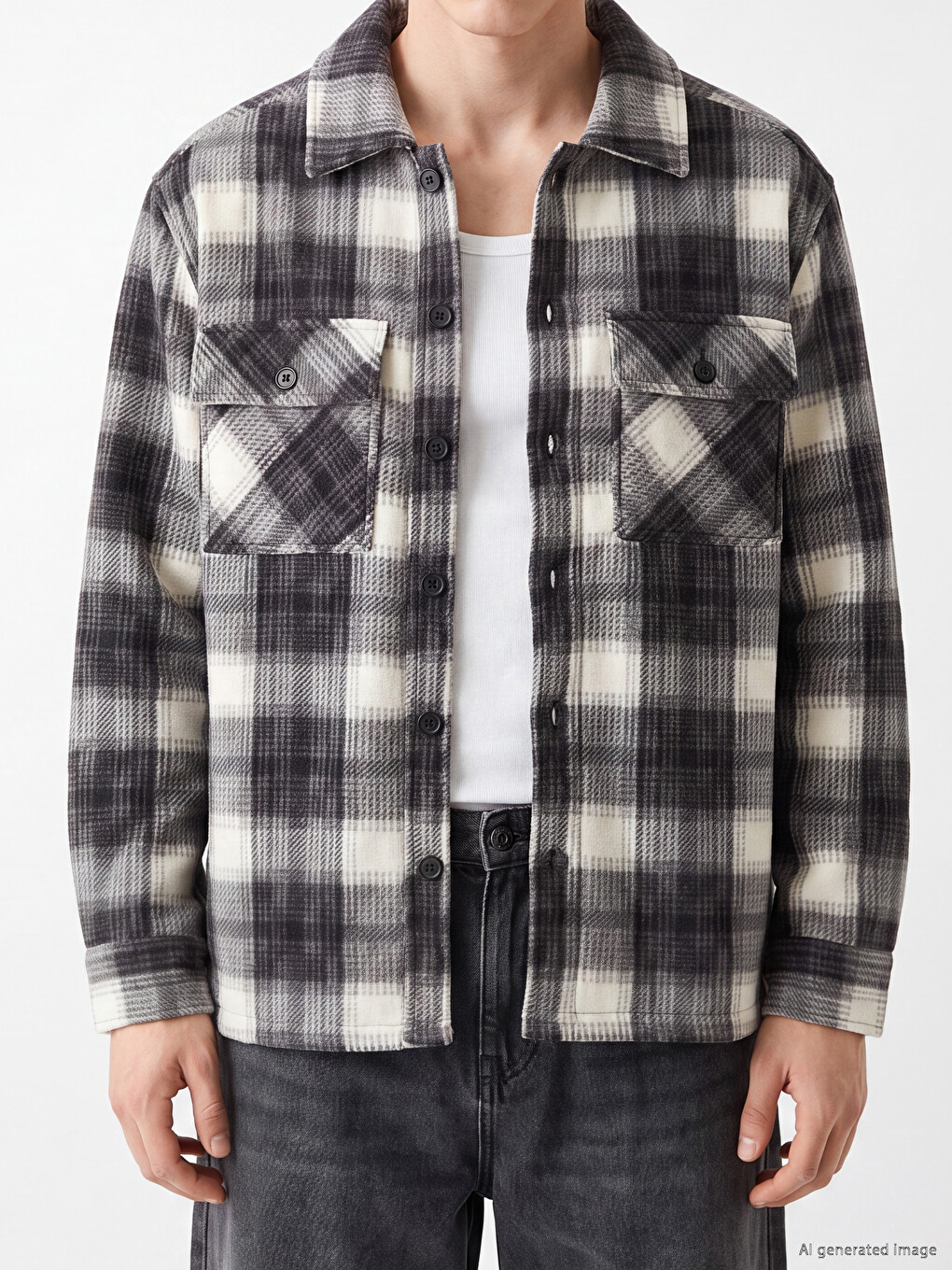 Mann Schwarz Overshirt-2