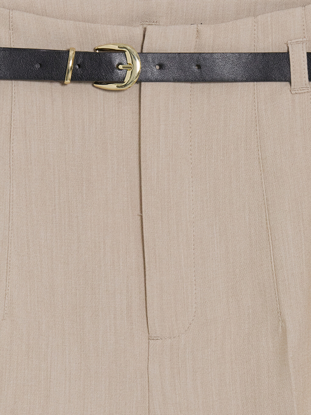 Waist Belted Carrot Cut Women's Fabric Trousers-5