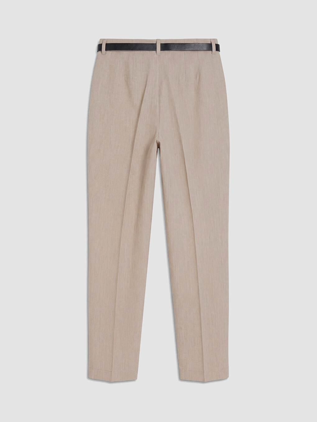 Waist Belted Carrot Cut Women's Fabric Trousers-6