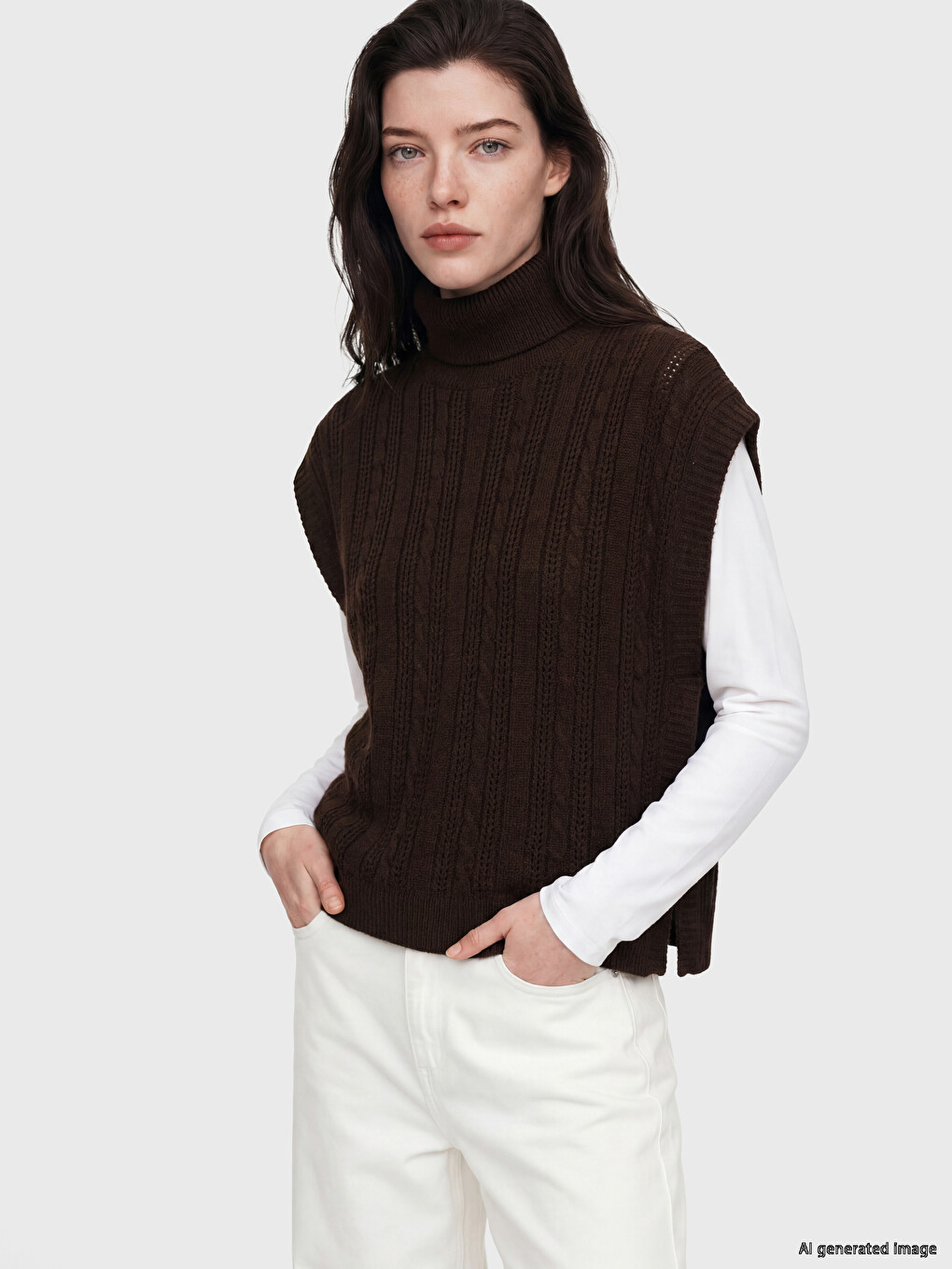 Turtleneck Women's Knitwear Sweater Vest
