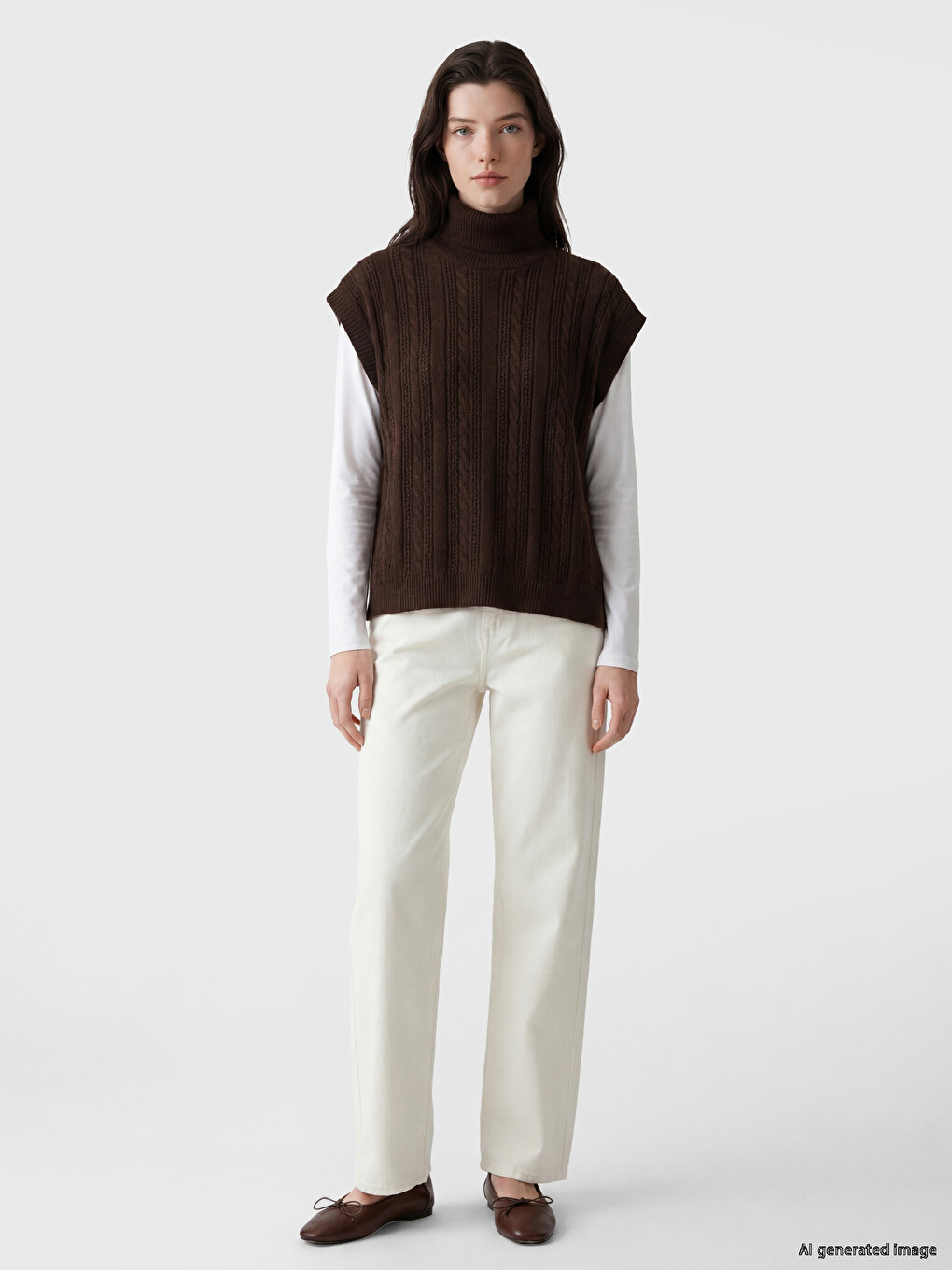 Turtleneck Women's Knitwear Sweater Vest-1