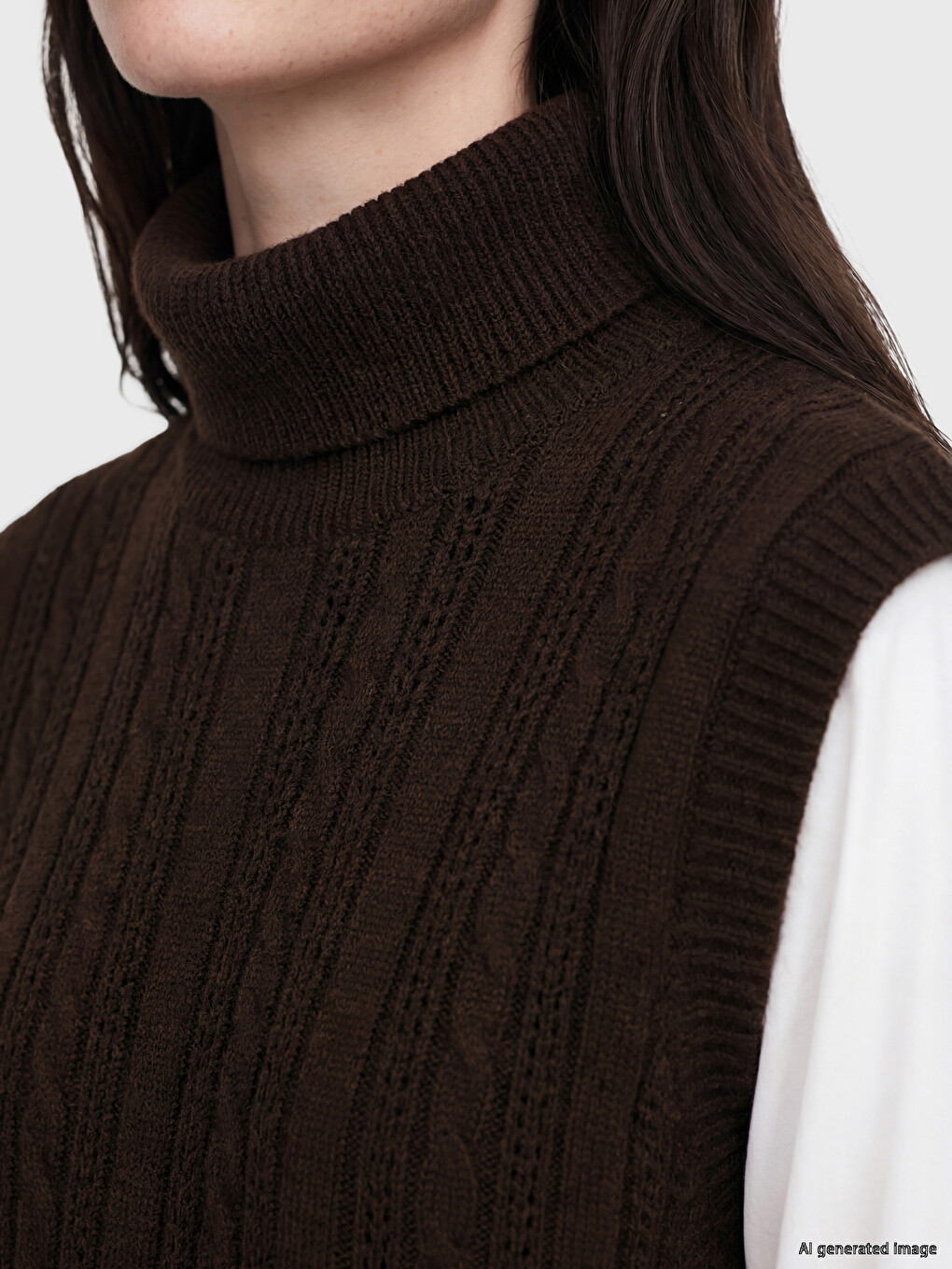 Turtleneck Women's Knitwear Sweater Vest-2