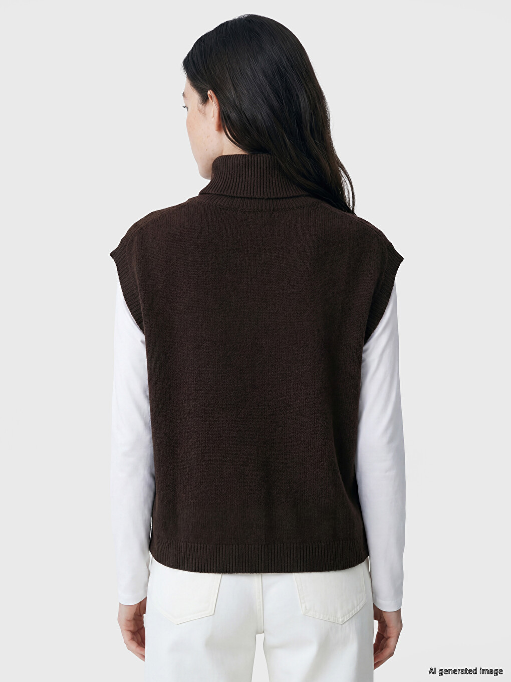 Turtleneck Women's Knitwear Sweater Vest-3