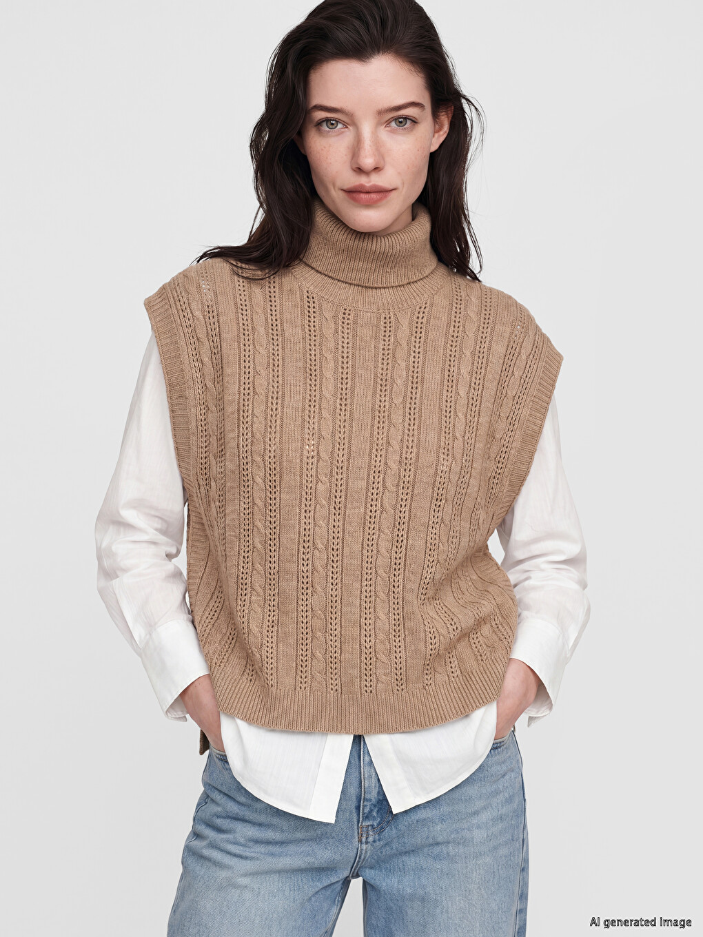 Woman Brown Sweater Vest