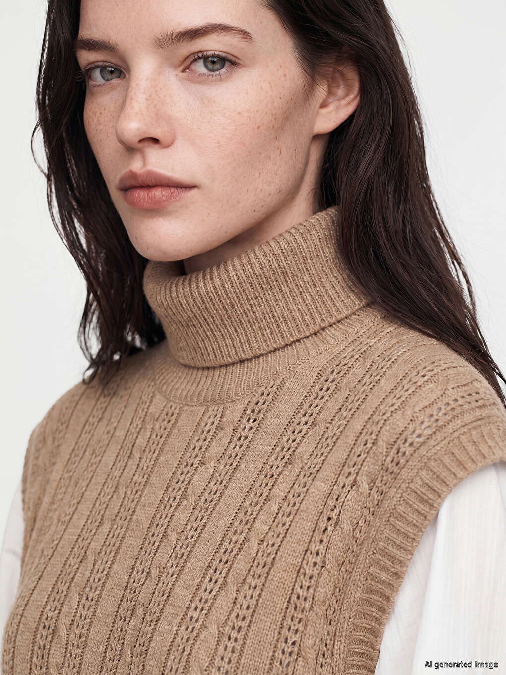 Woman Brown Sweater Vest-2