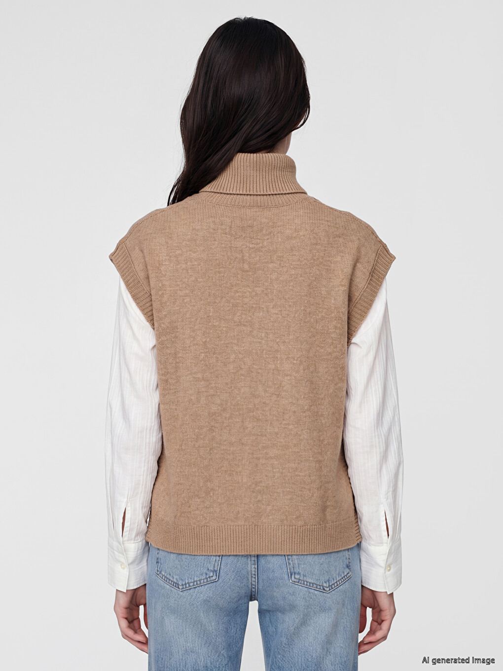 Woman Brown Sweater Vest-3