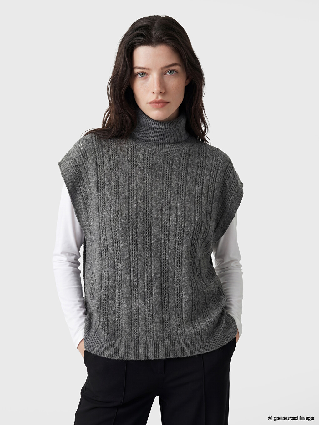 Turtleneck Women's Knitwear Sweater Vest