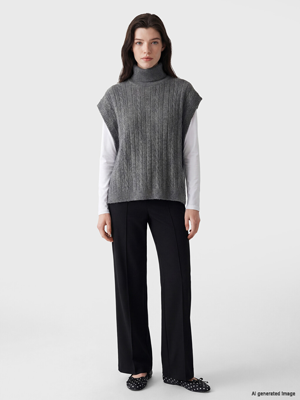 Turtleneck Women's Knitwear Sweater Vest-1