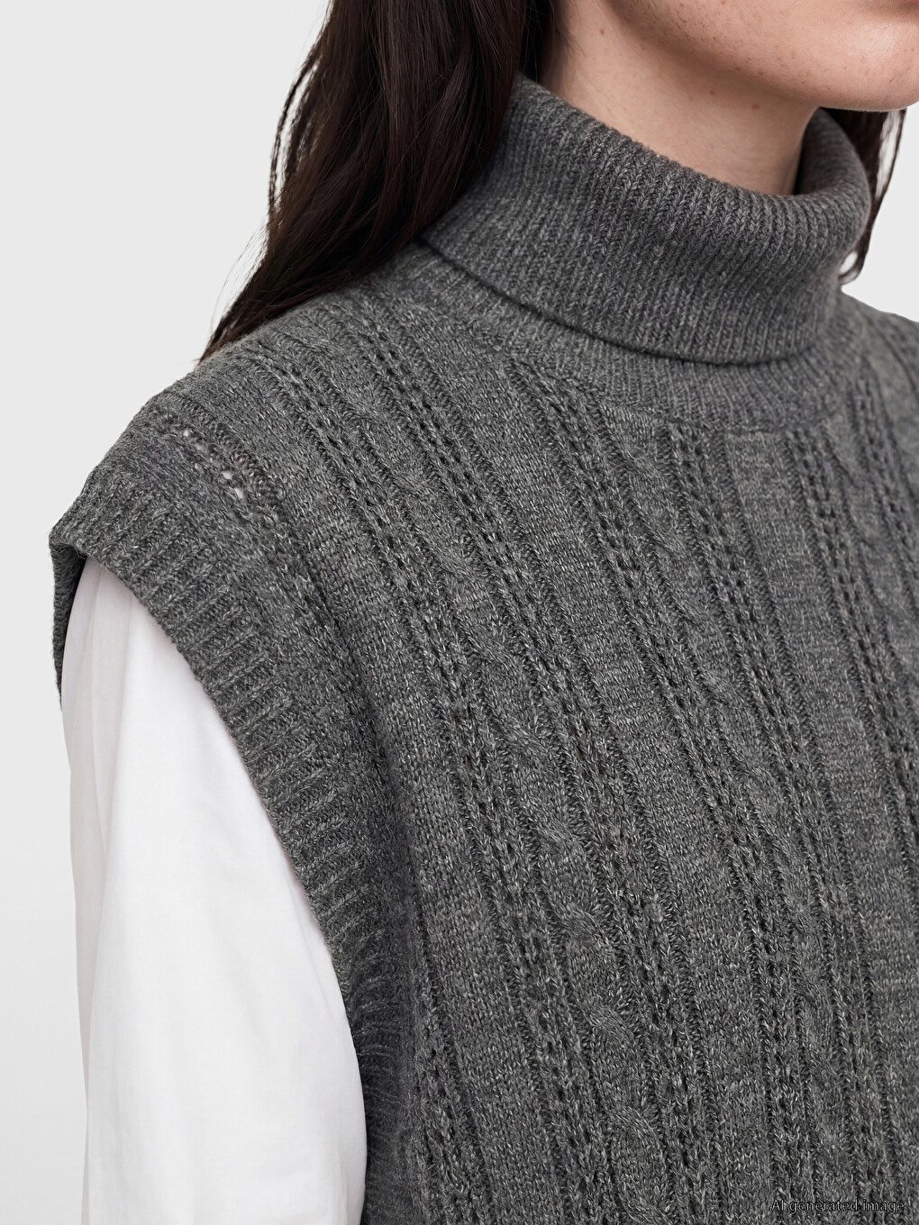 Turtleneck Women's Knitwear Sweater Vest-2