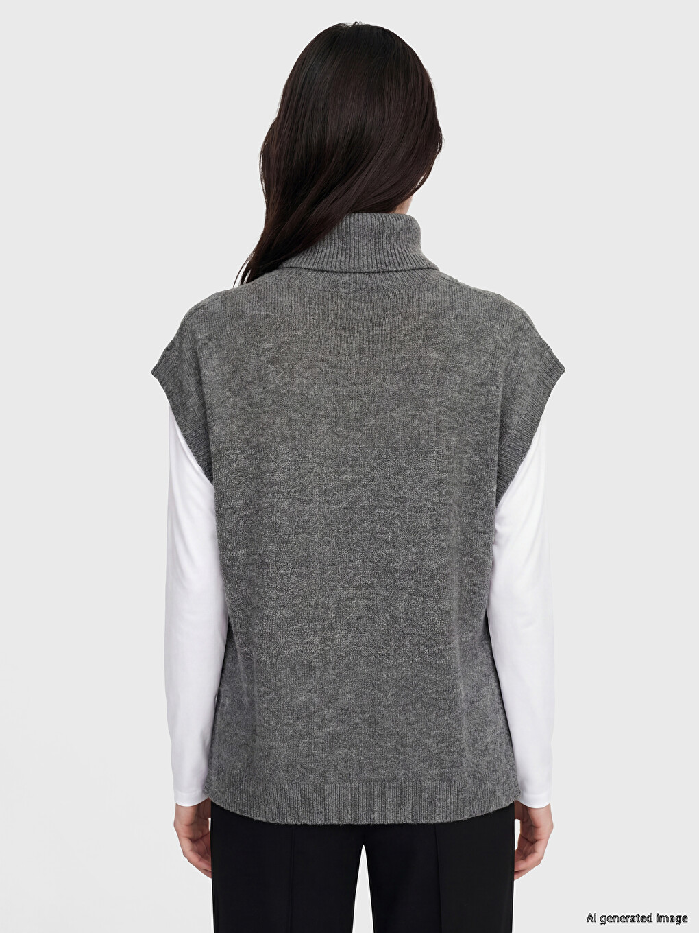 Turtleneck Women's Knitwear Sweater Vest-3