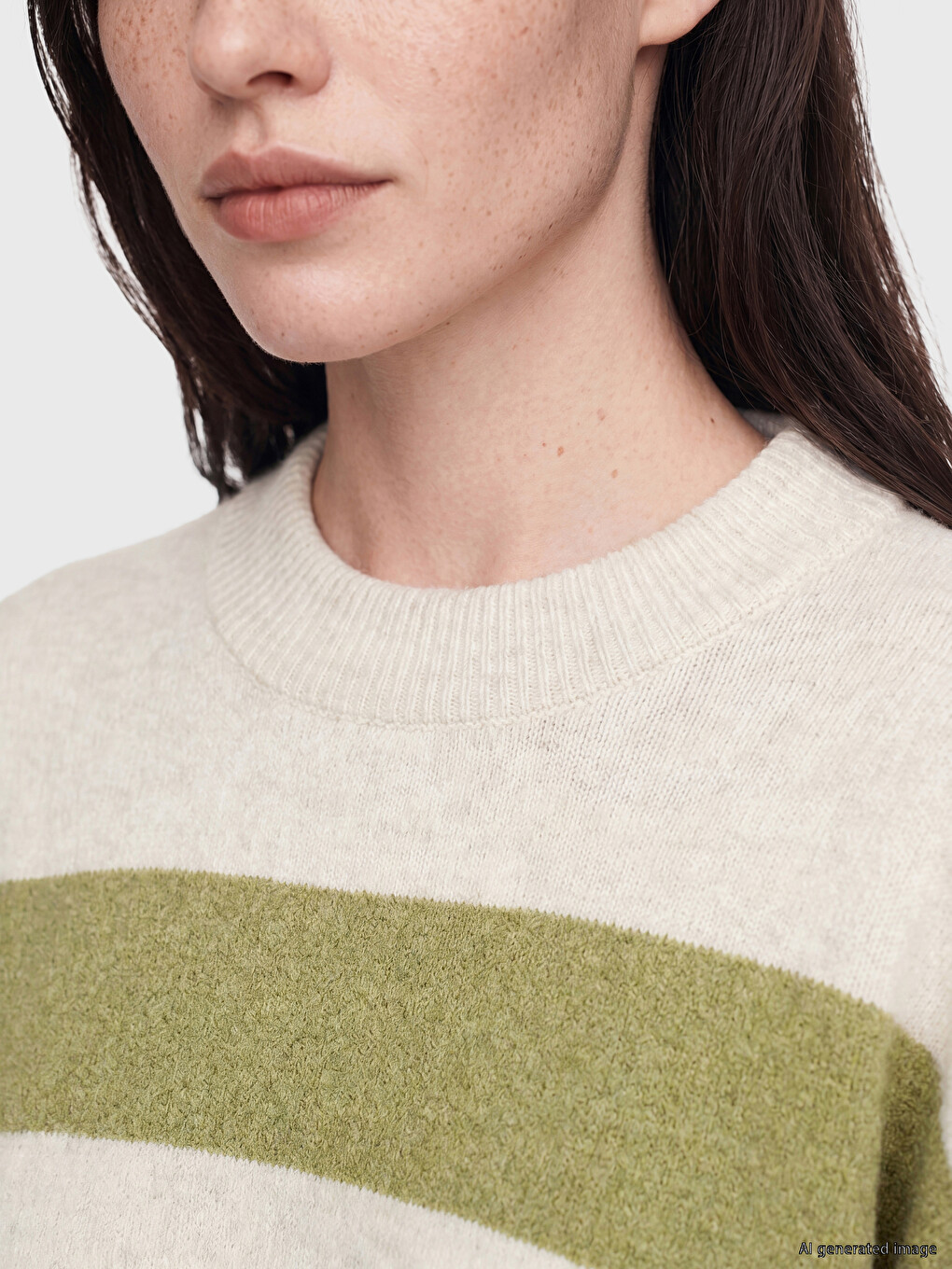 Striped Wool Blended Women's Knitwear Sweater-2