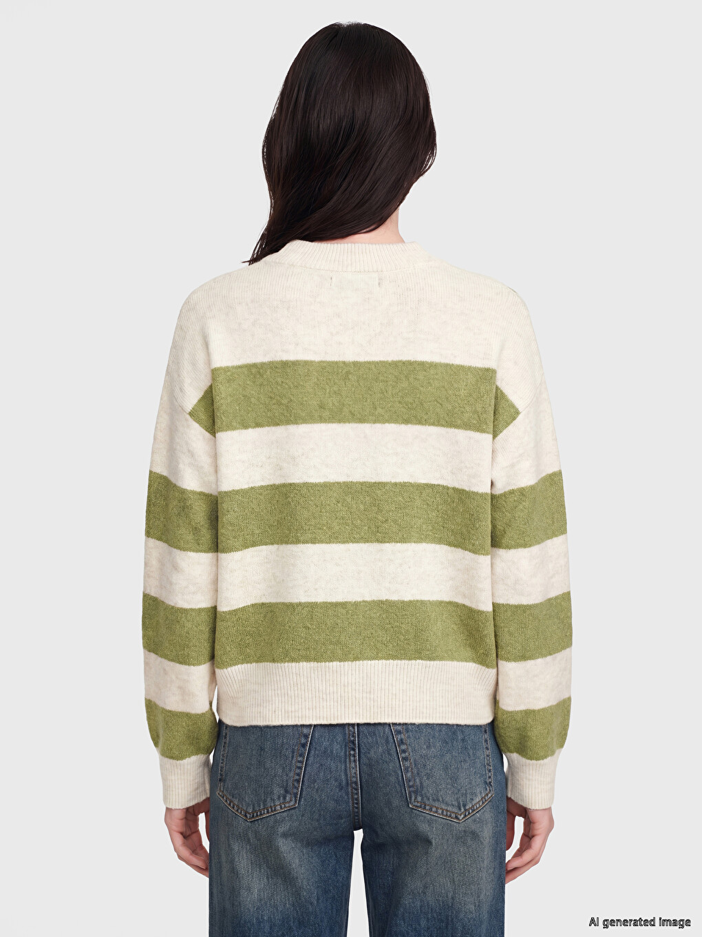 Striped Wool Blended Women's Knitwear Sweater-3