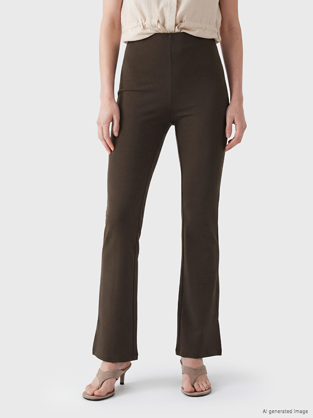 High Waisted Flare Women's Trousers-1