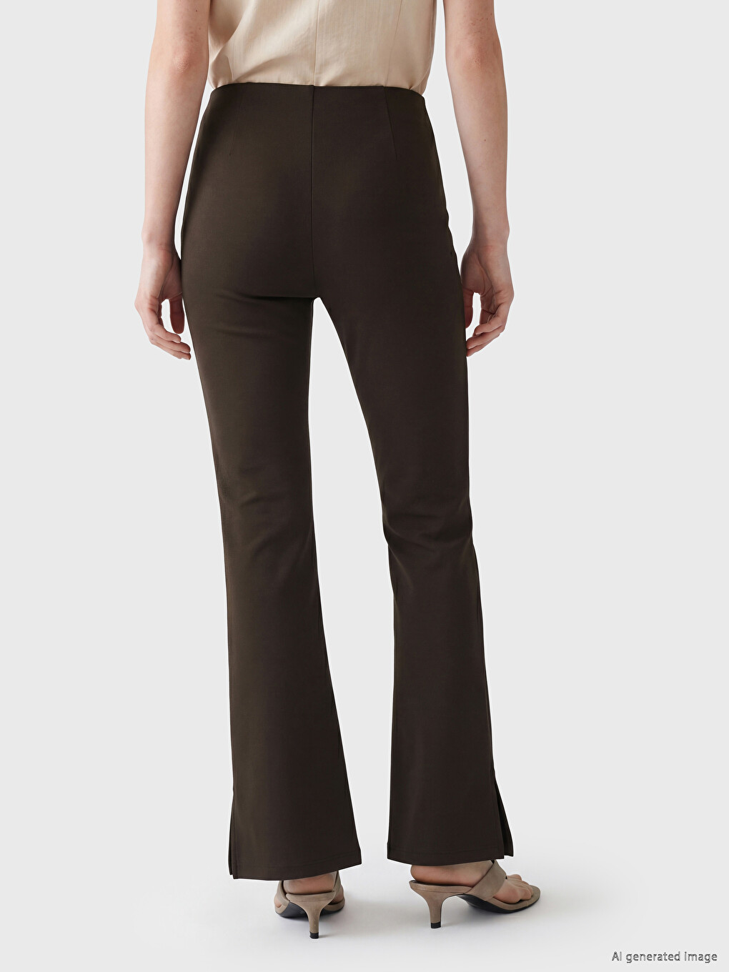 High Waisted Flare Women's Trousers-3