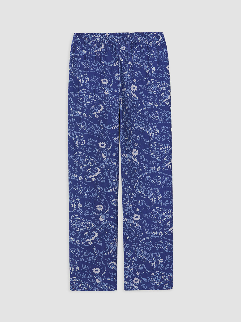 Lacivert Beli Lastikli Desenli Kadın Pijama Alt-1