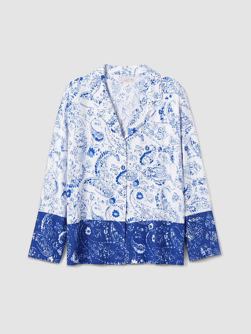 Ekru Gömlek Yaka Desenli Kadın Pijama Takımı-4
