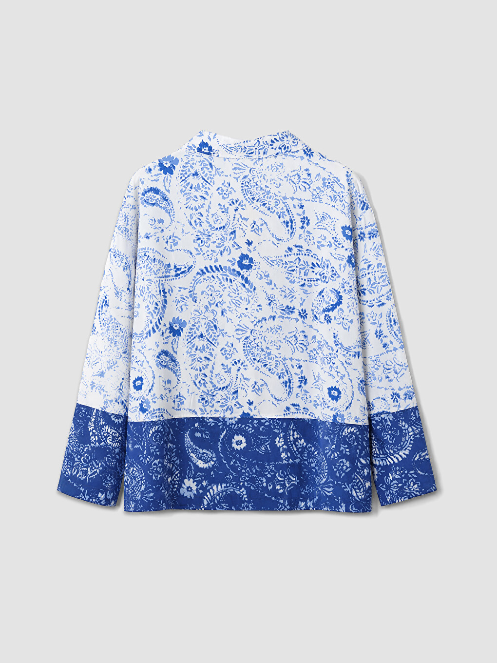 Ekru Gömlek Yaka Desenli Kadın Pijama Takımı-5