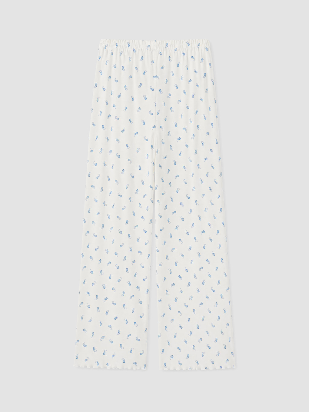 Ekru Beli Lastikli Desenli Kadın Pijama Alt-2