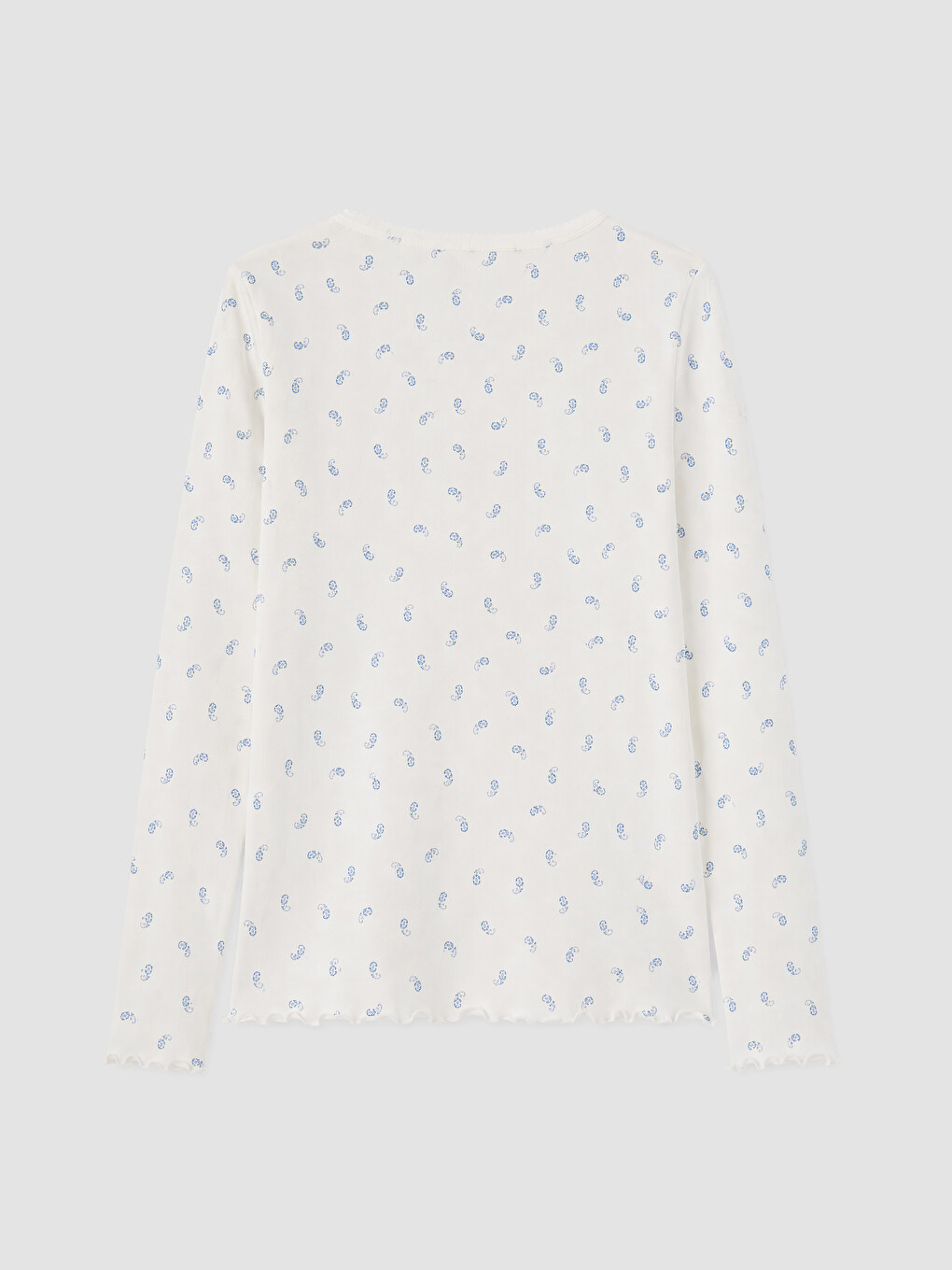 Ekru V Yaka Desenli Kadın Pijama Takımı-3
