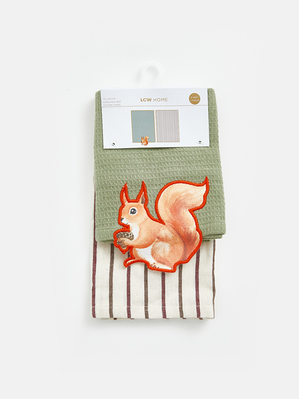Squirrel Embroidered Tea Towel 2 Pack 40x60 Cm-1