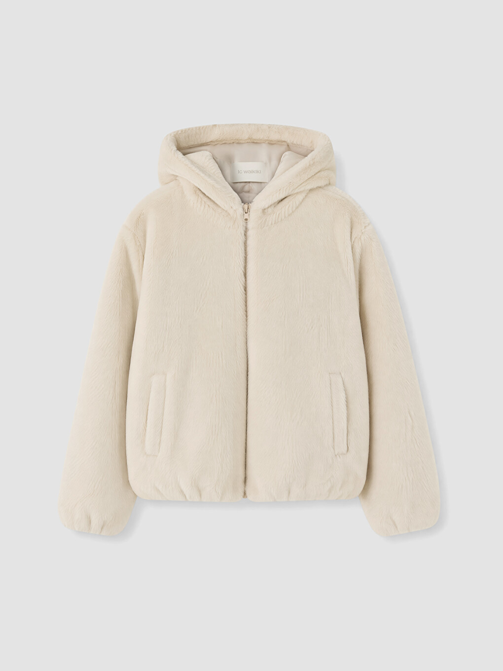 Hooded Girls' Faux Fur Coat