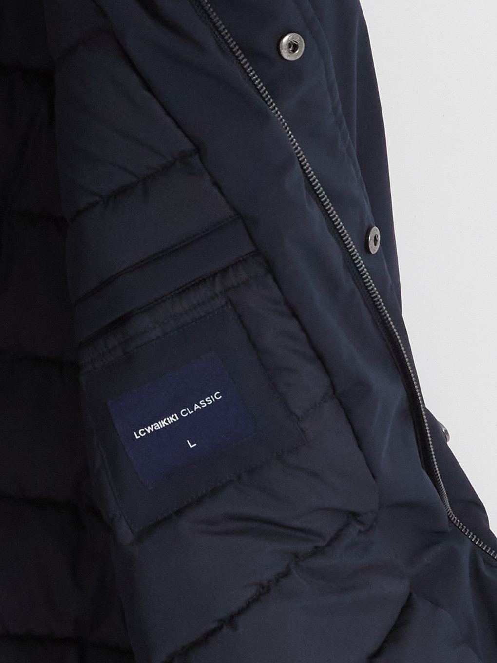 Lacivert Regular Fit Kapüşonlu Erkek Mont-4