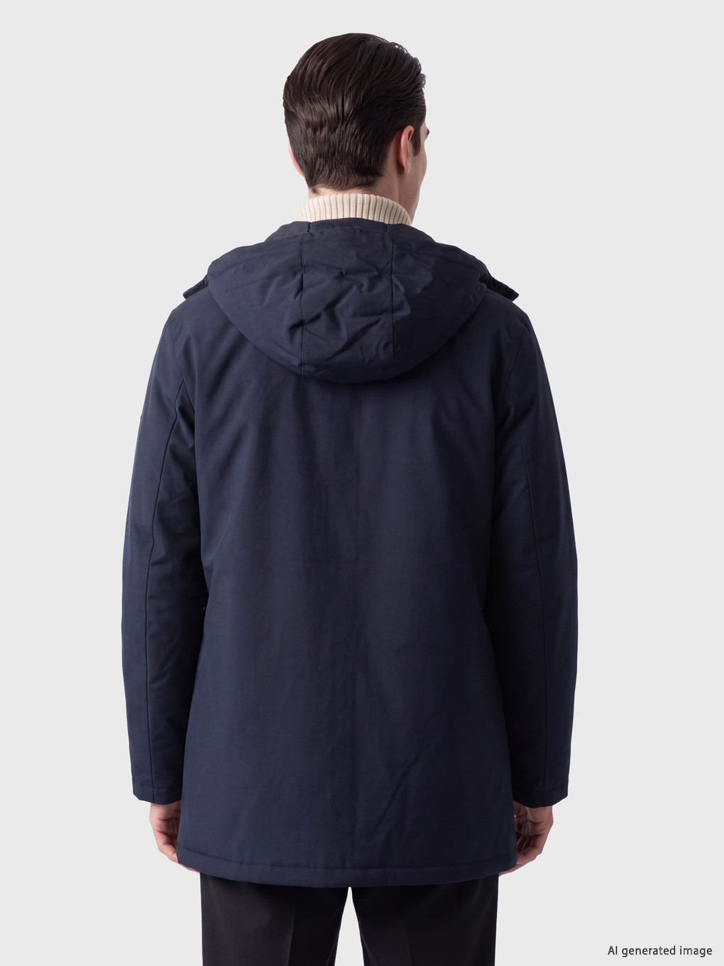 Lacivert Regular Fit Kapüşonlu Erkek Mont-2