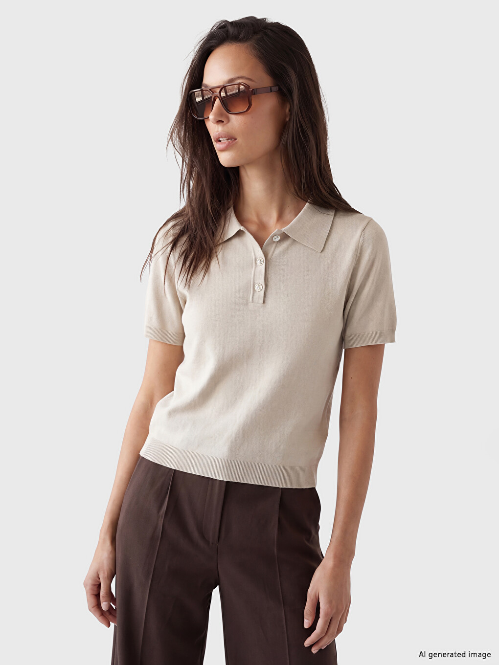 Pull-over En Tricot À Col Polo Pour Femme