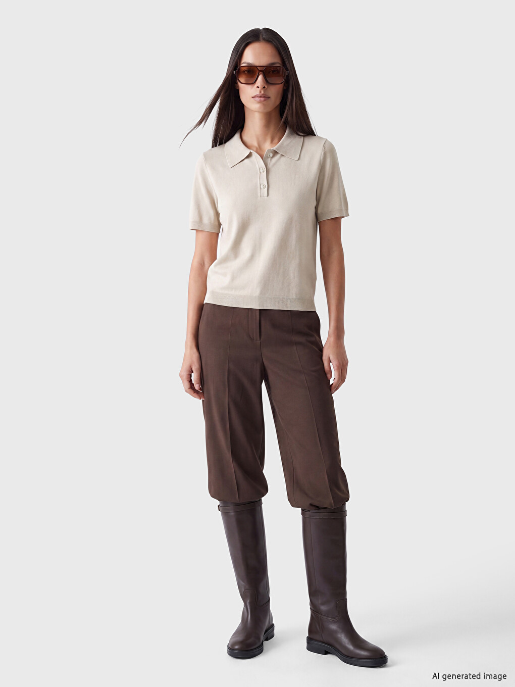 Pull-over En Tricot À Col Polo Pour Femme-1