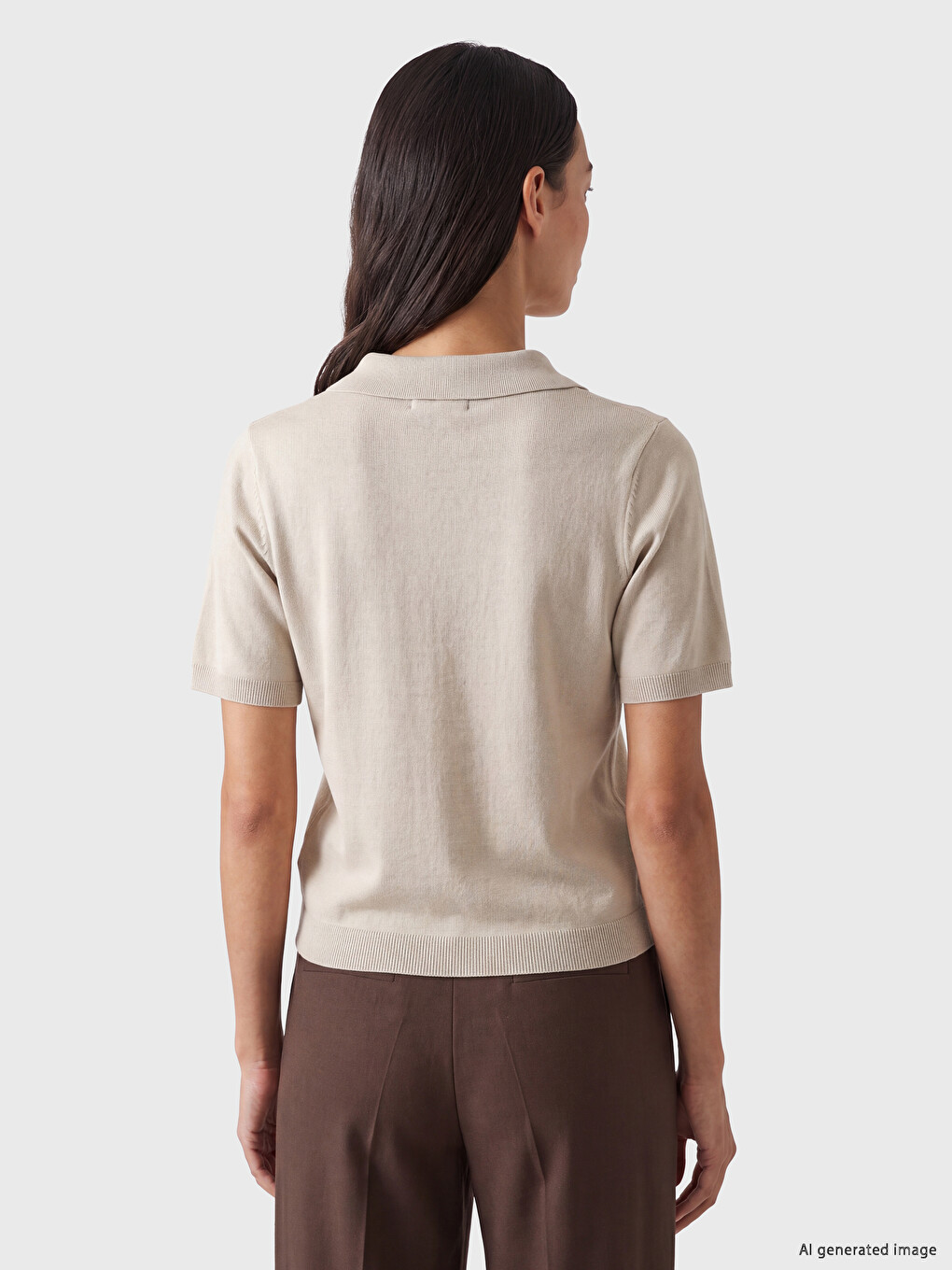 Pull-over En Tricot À Col Polo Pour Femme-3
