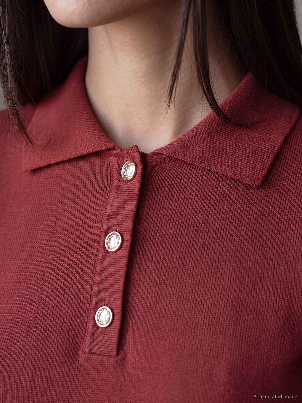 Polo Collar Women's Knitwear Sweater-2