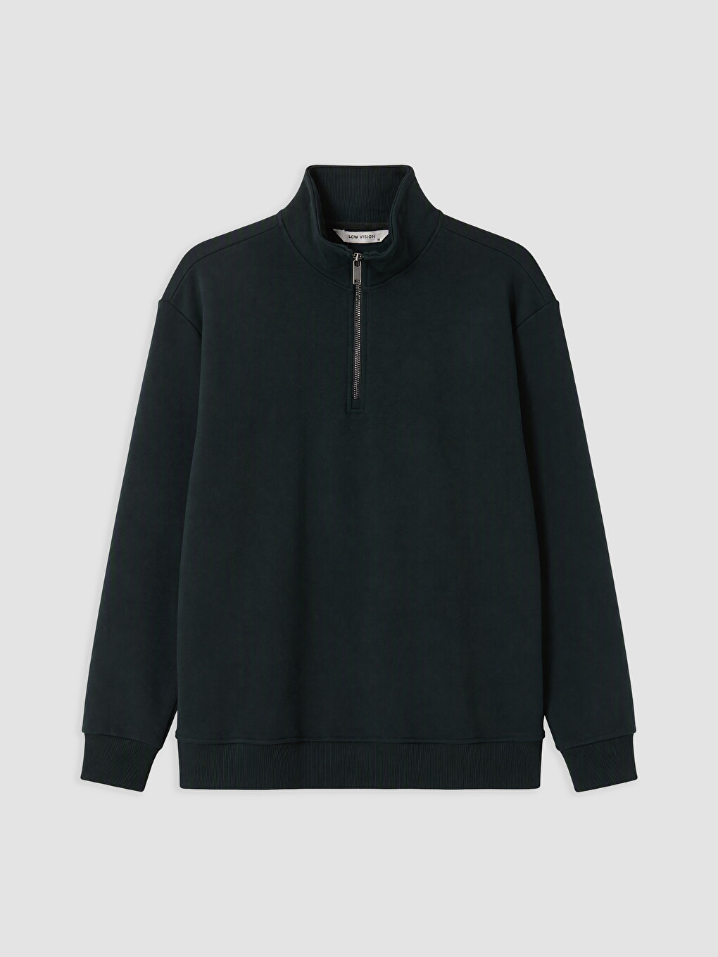 Yeşil Dik Yaka Erkek Kalın Sweatshirt