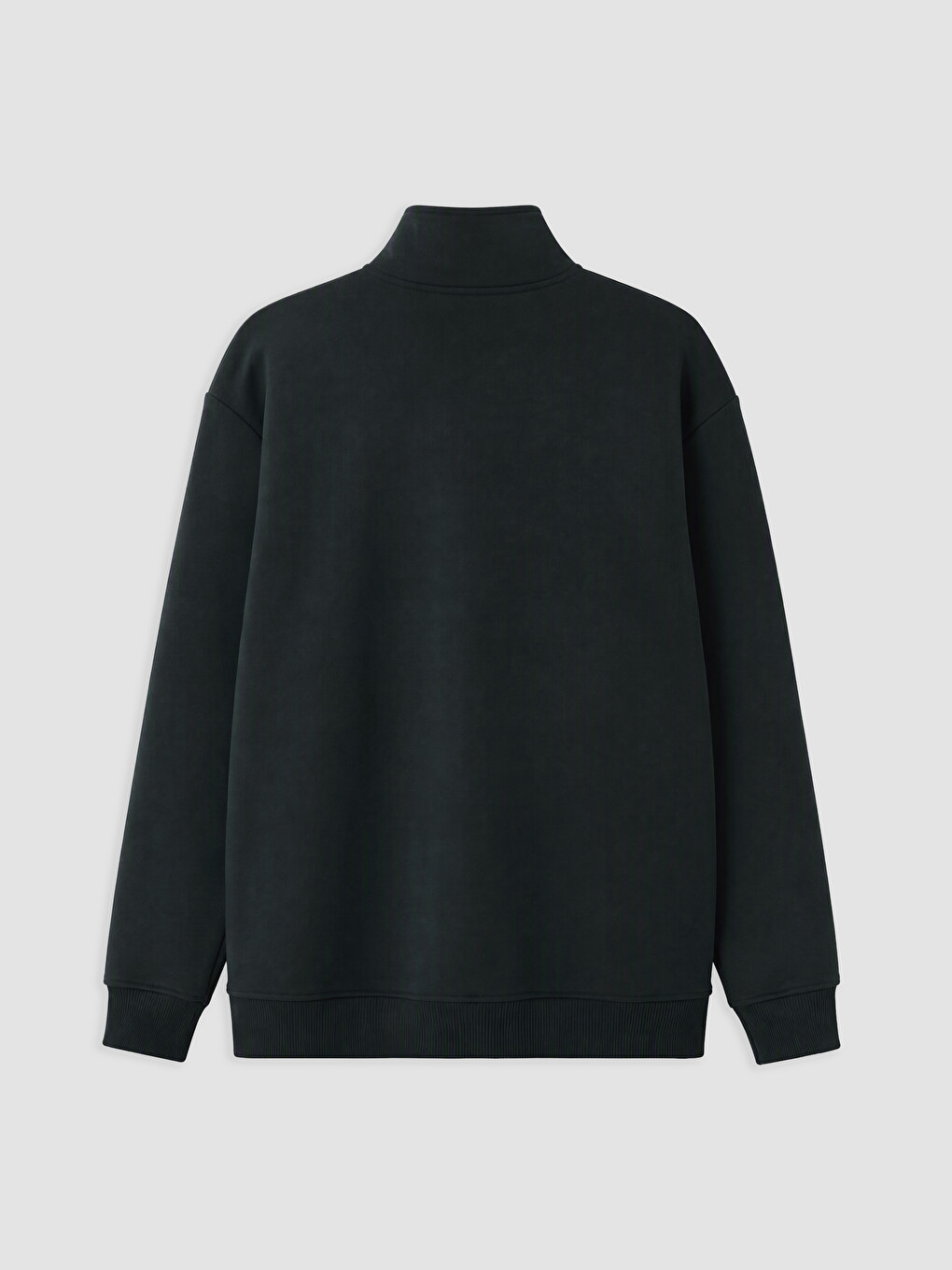 Yeşil Dik Yaka Erkek Kalın Sweatshirt-1