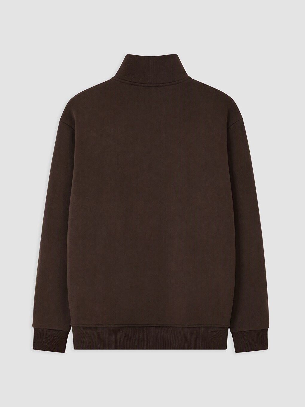 Kahverengi Dik Yaka Erkek Kalın Sweatshirt-1