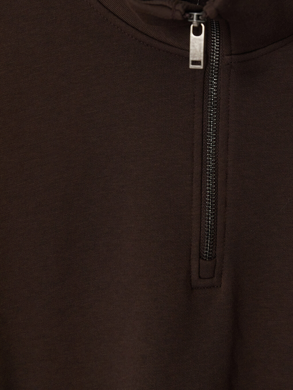 Kahverengi Dik Yaka Erkek Kalın Sweatshirt-2