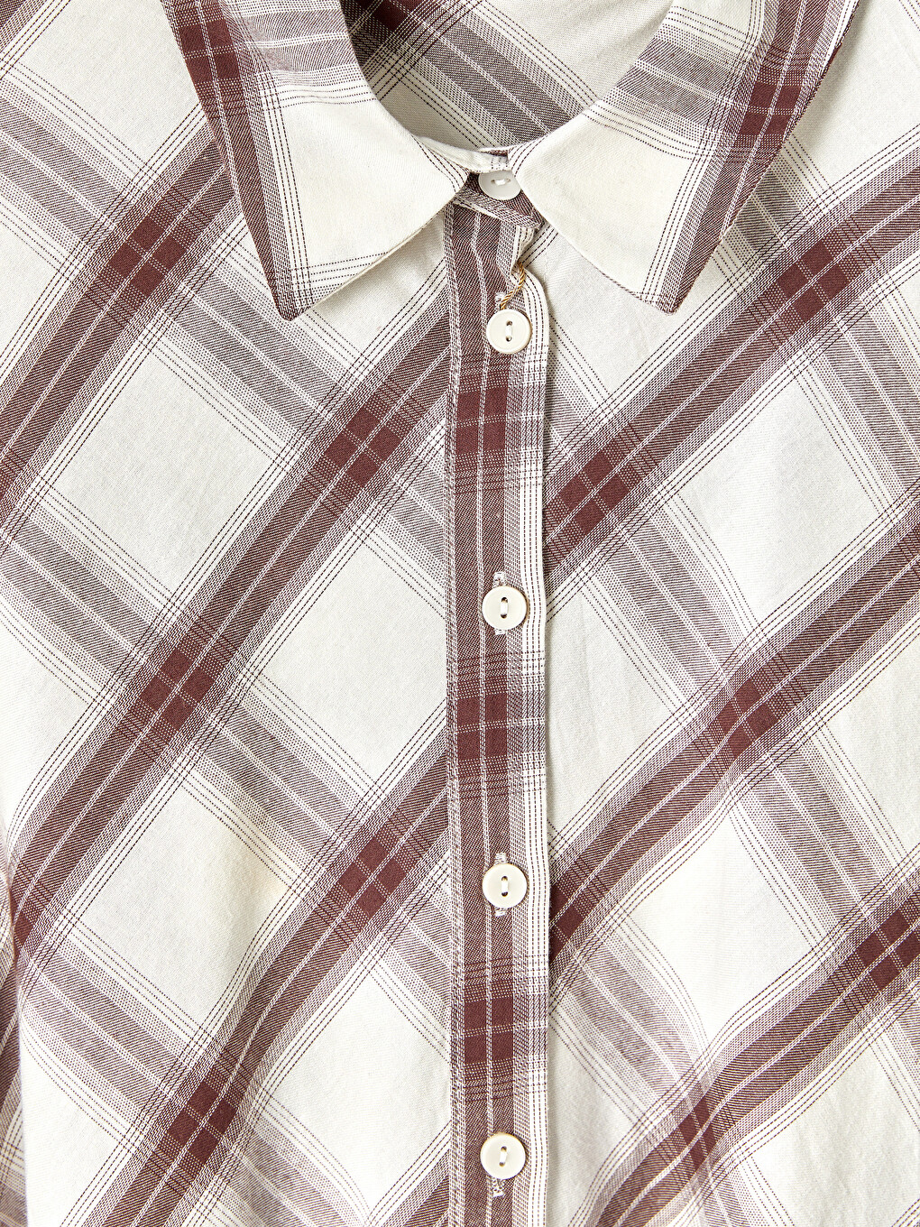 Waist Sashed Plaid Shirt Dress-6