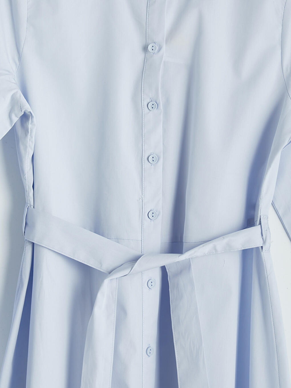 Sashed Poplin Shirt Dress-5