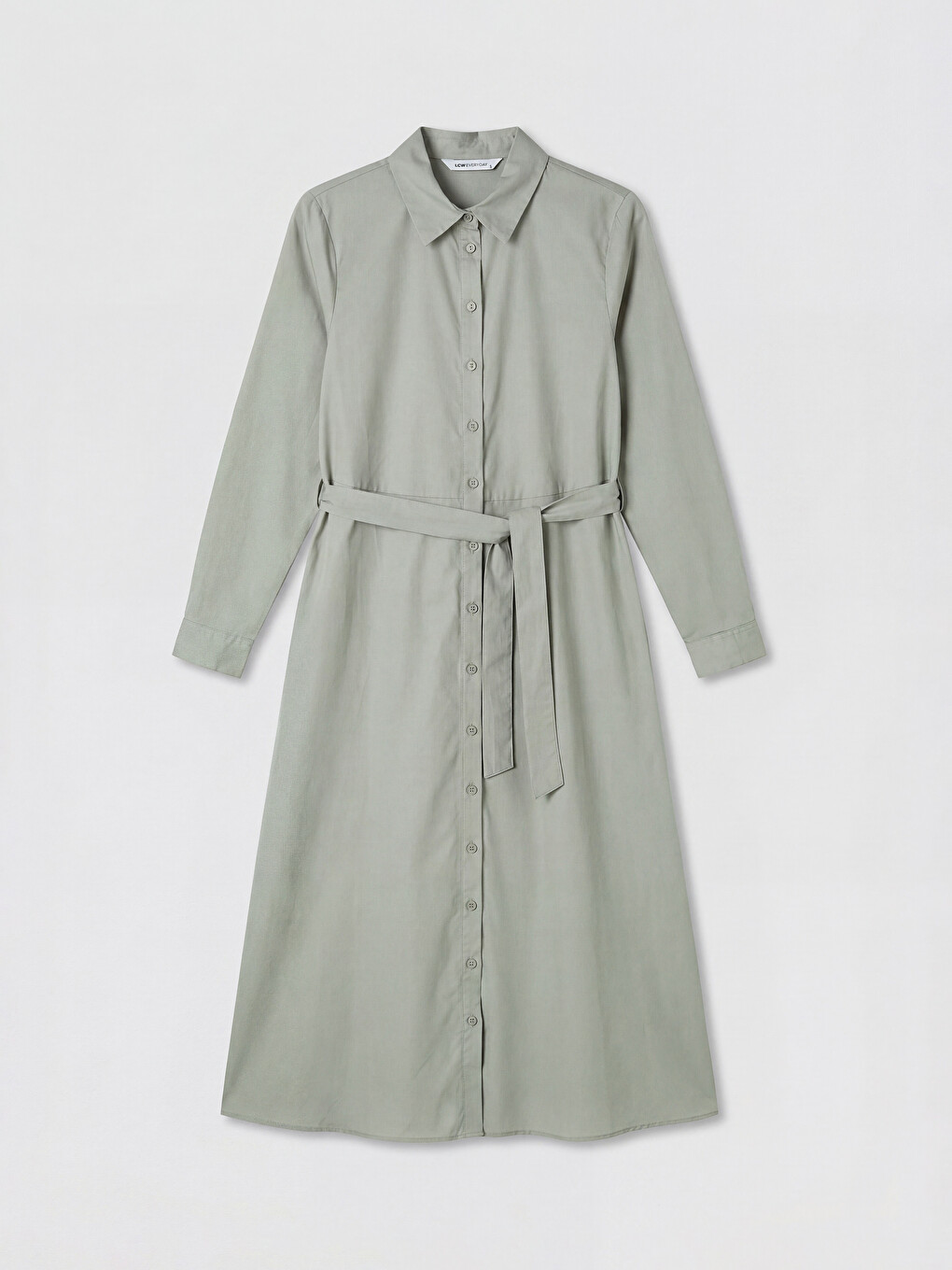 Sashed Poplin Shirt Dress-4