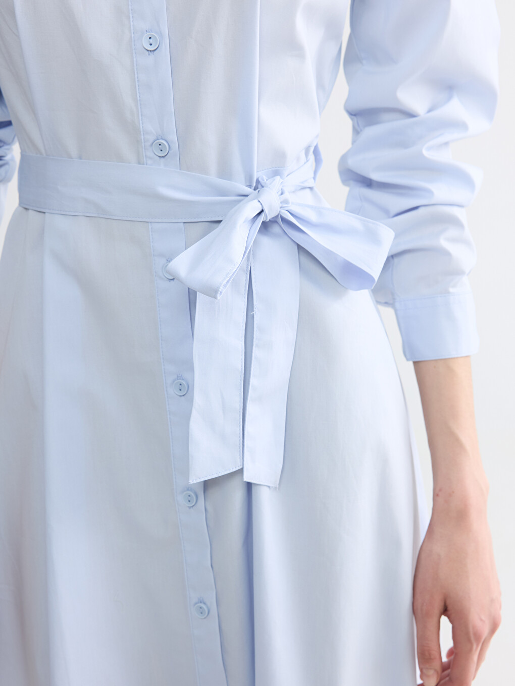 Sashed Poplin Shirt Dress-2