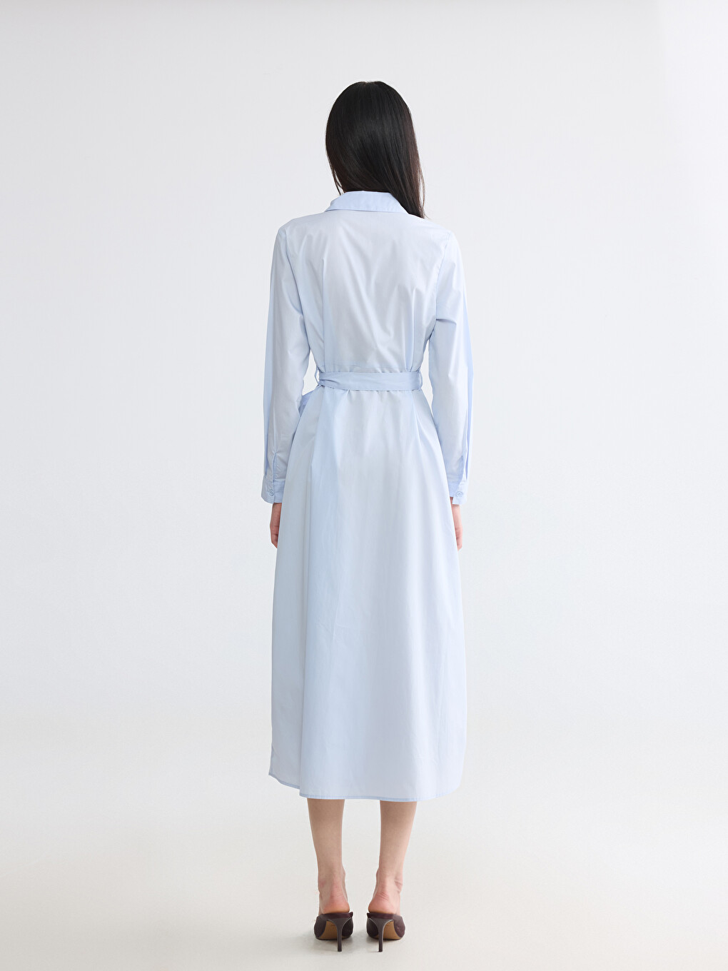 Sashed Poplin Shirt Dress-3