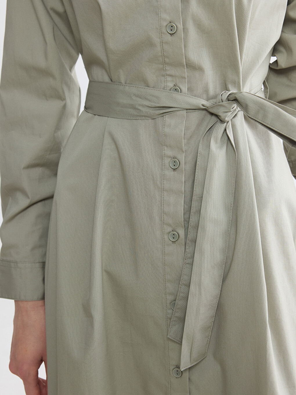 Sashed Poplin Shirt Dress-2