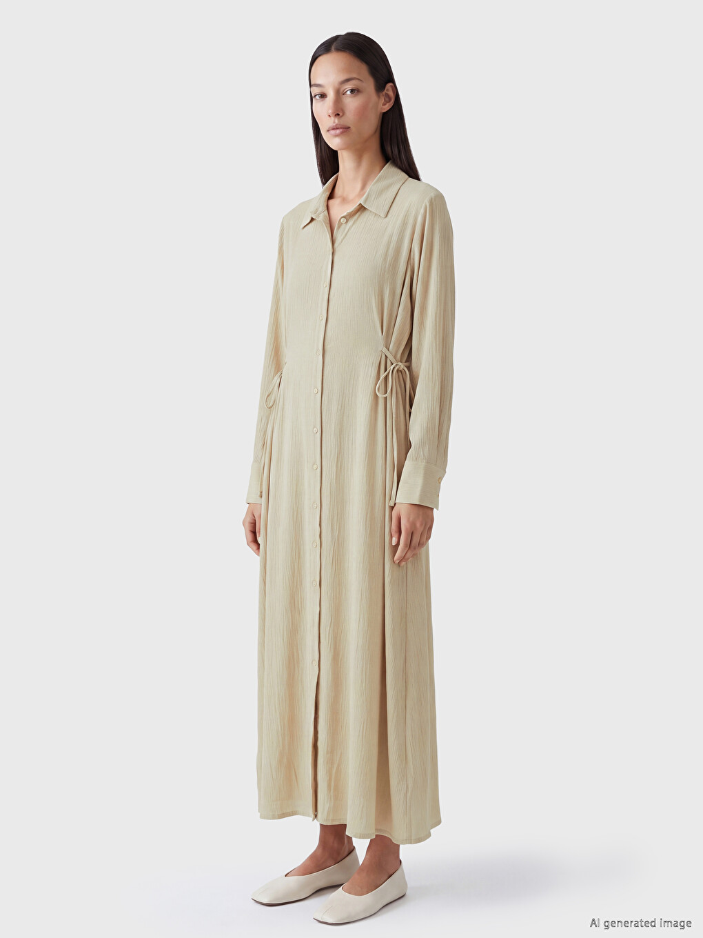 Robe Chemise Froissée À Nouer