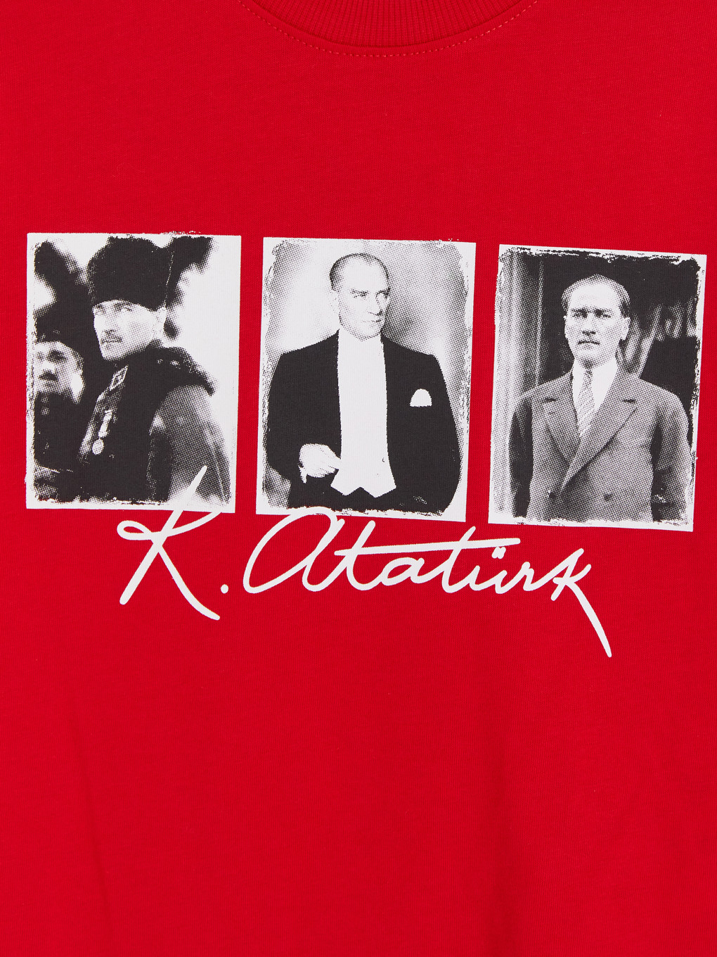 Kırmızı Atatürk Baskılı Erkek Çocuk Tişört-3