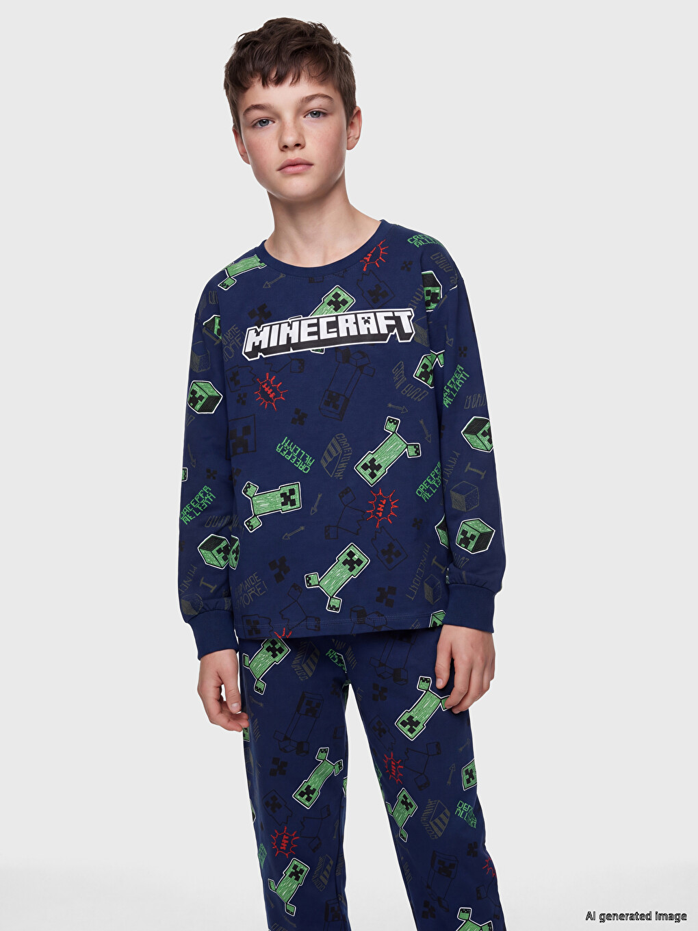 Bedrucktes Minecraft Jungen Pyjama-set-2