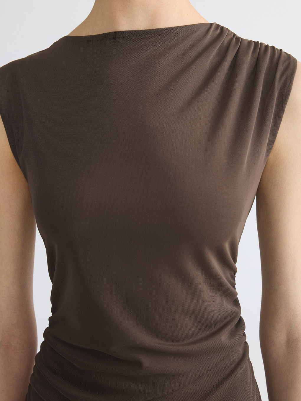 Büzgülü Bodycon Midi Elbise-2
