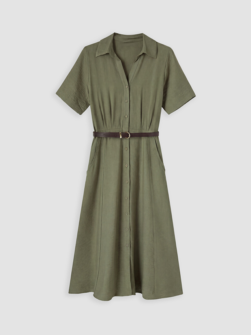 Robe de chemise Vert Femme-4