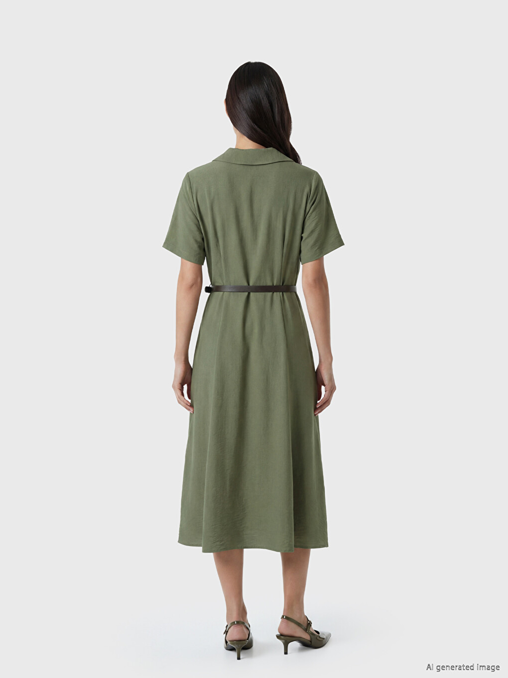 Robe de chemise Vert Femme-3