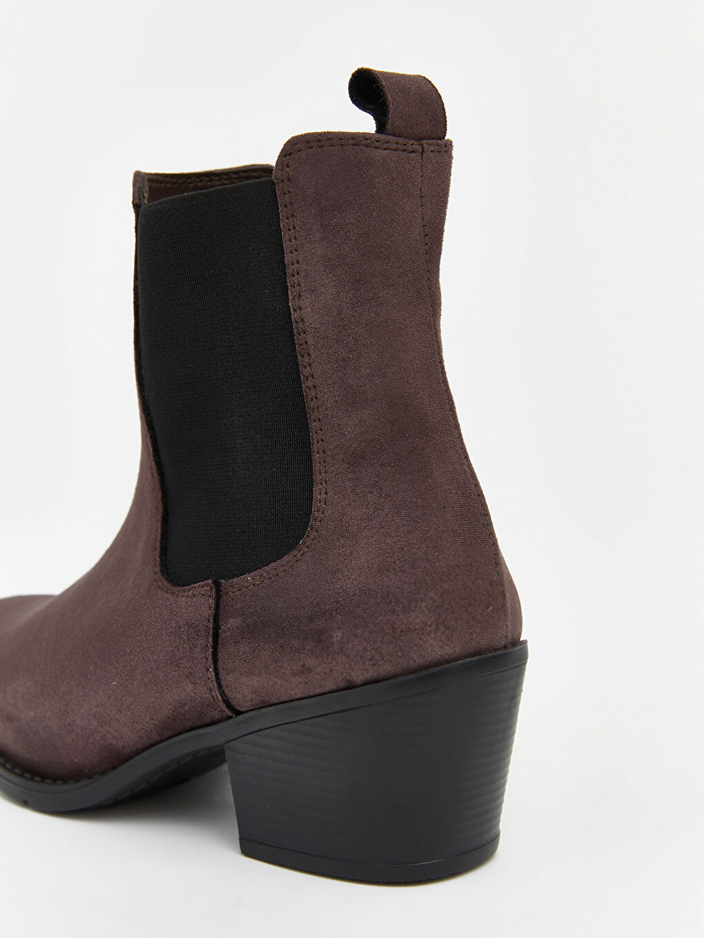 Kahverengi Süet Görünümlü Kadın Topuklu Bot-4