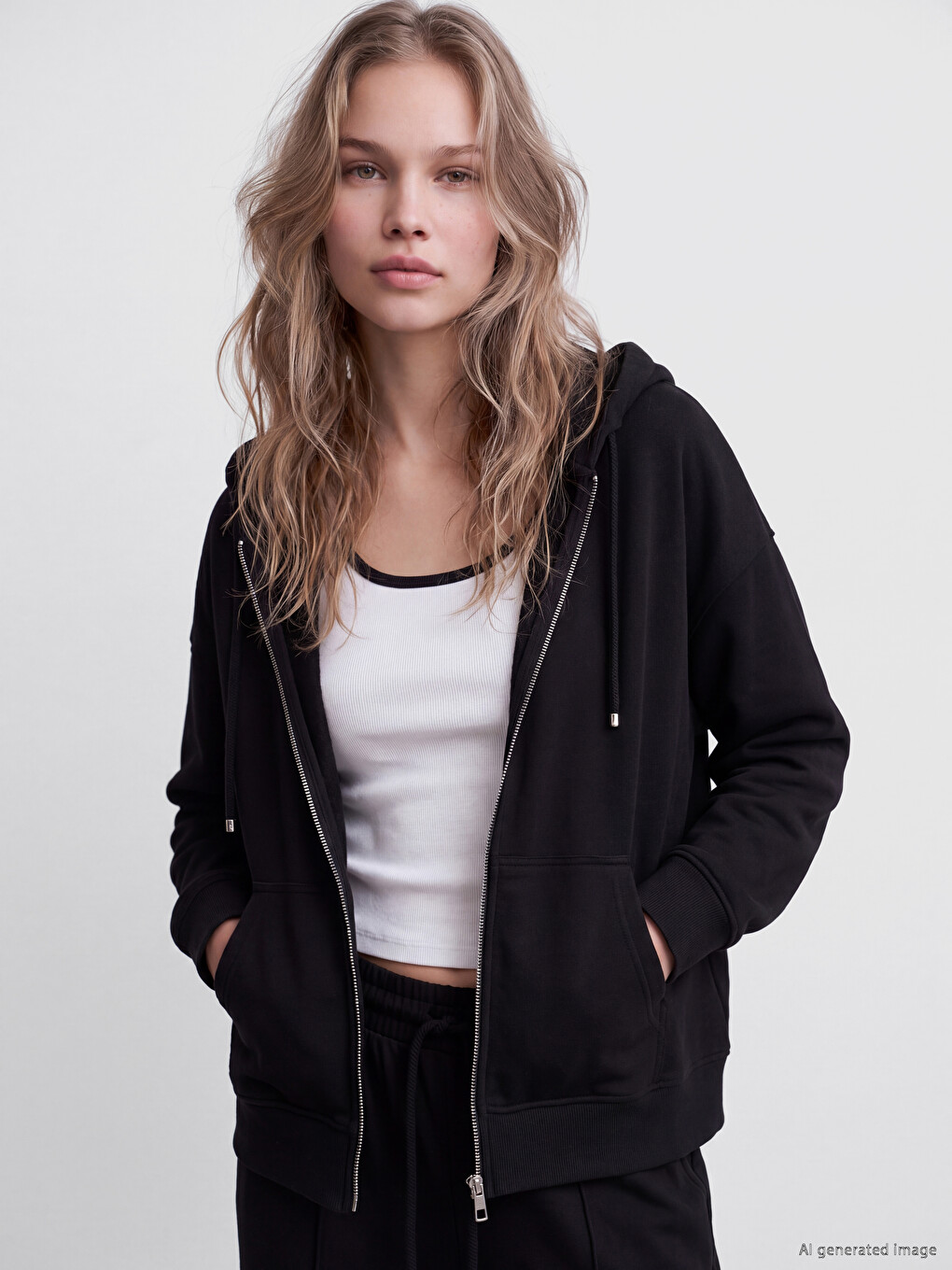 Sweat Zippé Noir Femme